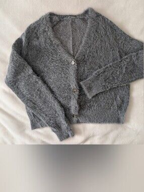 3/$30 Cozy Fuzzy V-Neck Cardigan Sweater - Gray